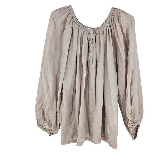 Anne Fontaine Naema Blouse Top Pink Silk Blend Balloon Sleeve Peasant Size US 6 - Picture 1 of 7